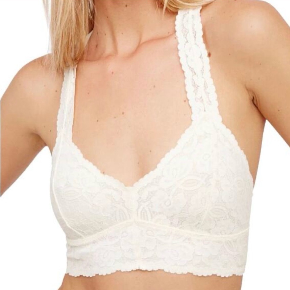 Intimately Free People Galoon Lace Razorback Lace Bralette Cram/White
